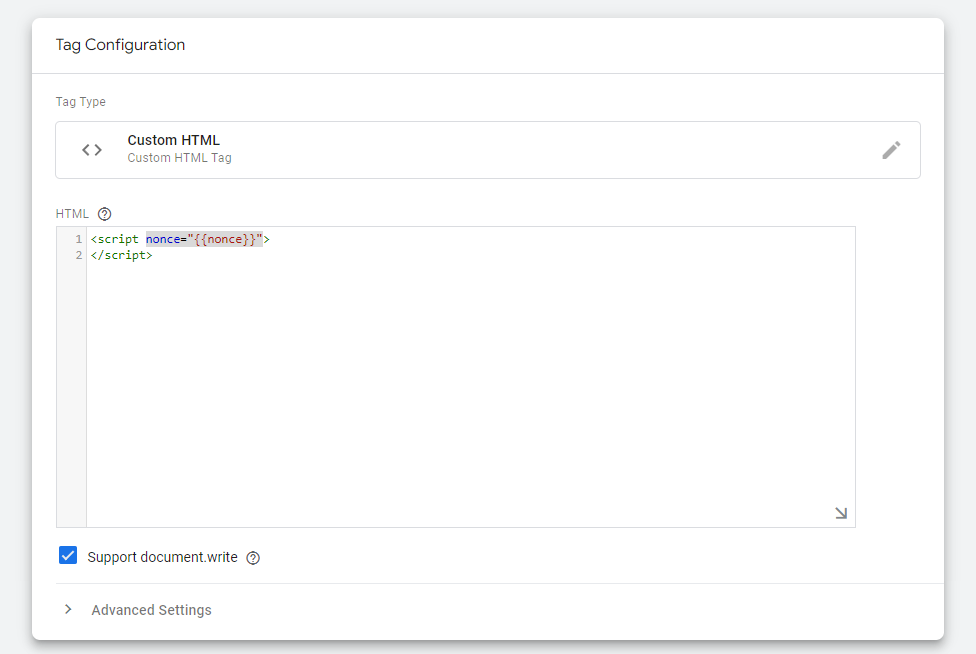 Custom HTML Tag Configuration