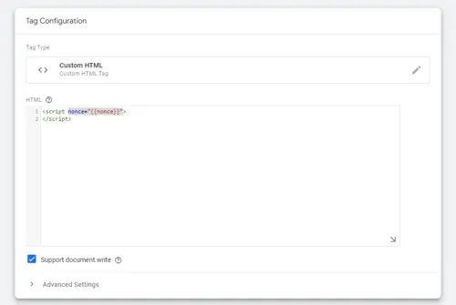 Custom HTML Tag Configuration