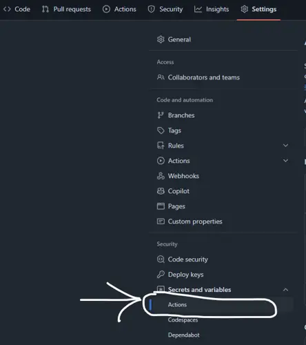 Repository Secrets Settings Location